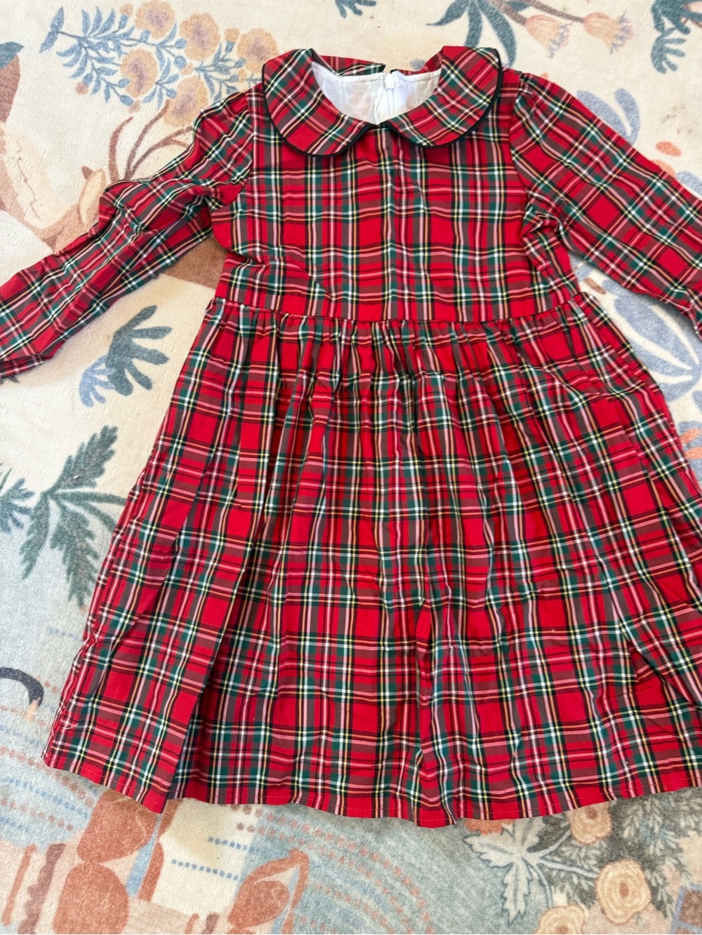 Classic Red Plaid Peter Pan Collar Kids Dress